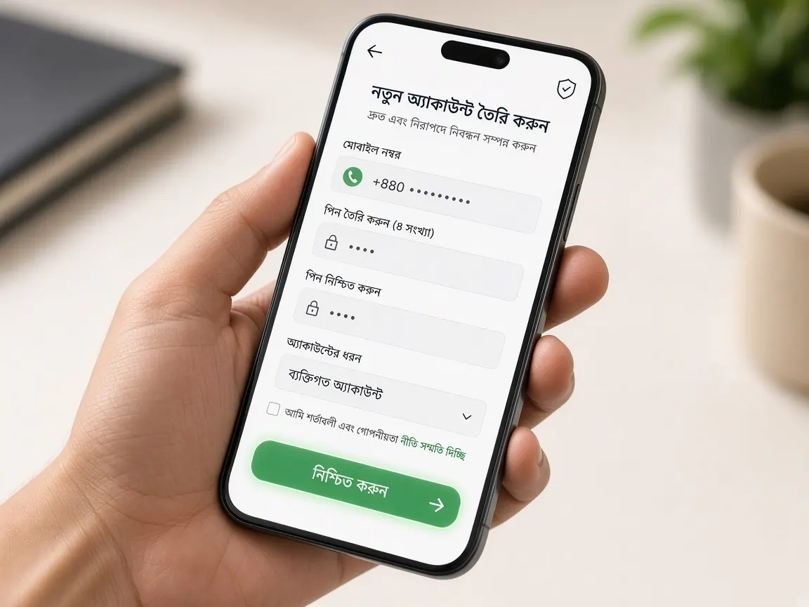 Registration form on a mobile phone